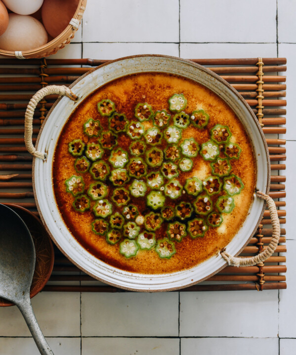 steamed egg with okra